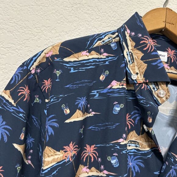 Buoy Boat Blue Men's Short Sleeve Button Shirt Hula Hawaiian Large - Picture 3 of 12